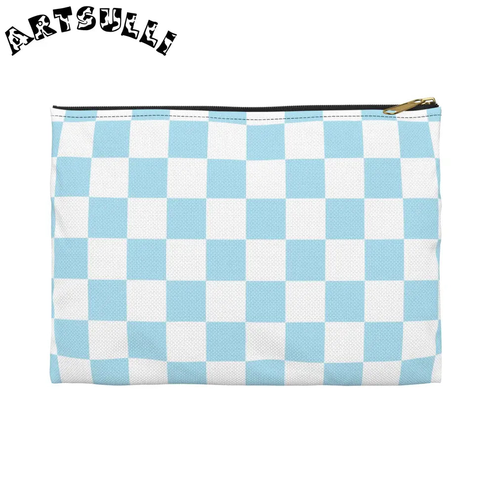 JAKKOUTTHEBXX Checkerboard Sky Blue Accessory Pouch JAKKOUTTHEBXX