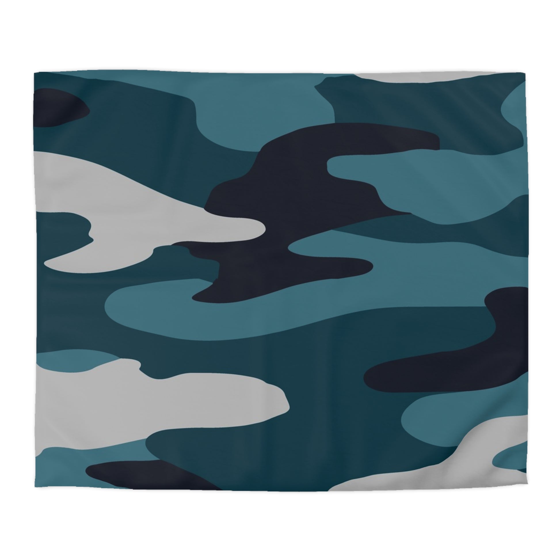 Blue Camouflage Microfiber Duvet Cover, Artsulli - Art is Long, Life is Short, Home Decor, Size, King, Color, Cream, , , 11632258431654
