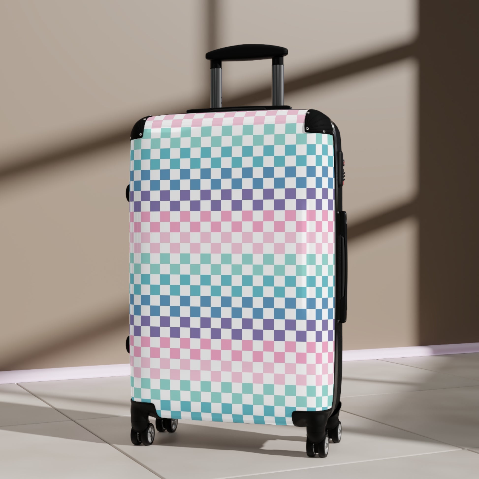 Vaporwave Rainbow  Checkerboard II Multi-Color Suitcase, Artsulli - Art is Long, Life is Short, Bags, , , , , , , 