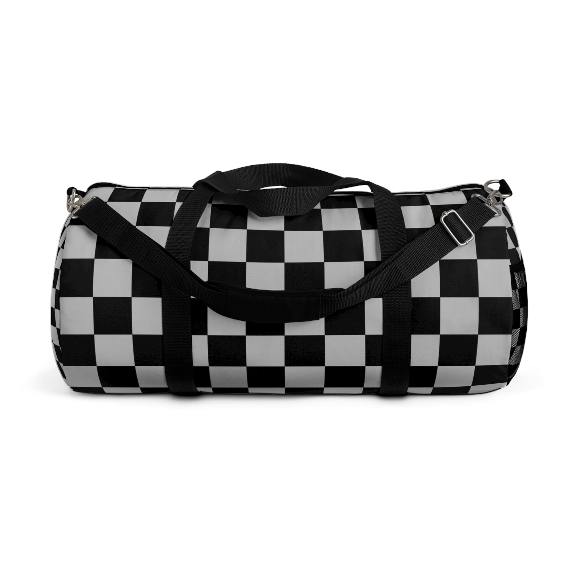 Checkerboard Dada Black and Light Gray Duffel Bag, Artsulli - Art is Long, Life is Short, Bags, Size, Large, , , , , 15753160043361064620