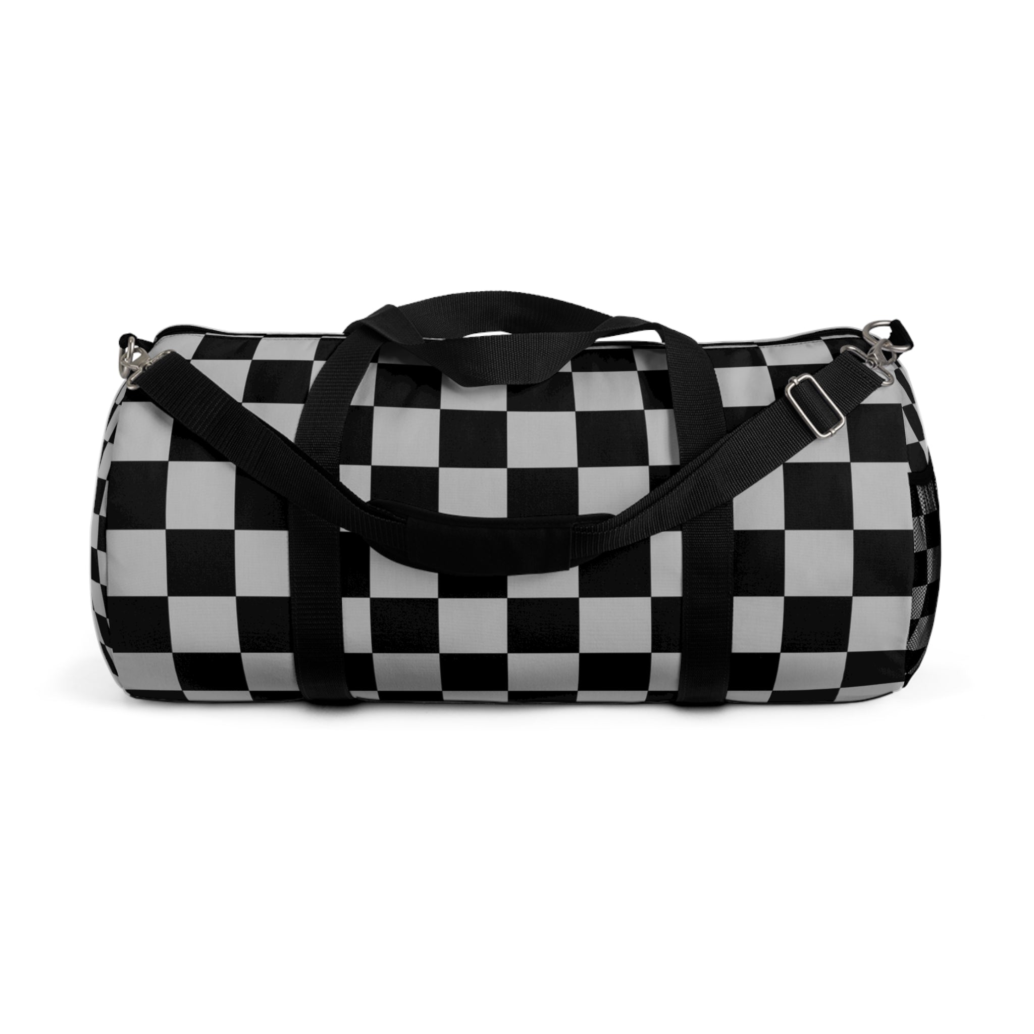 Checkerboard Dada Black and Light Gray Duffel Bag, Artsulli - Art is Long, Life is Short, Bags, Size, Large, , , , , 15753160043361064620