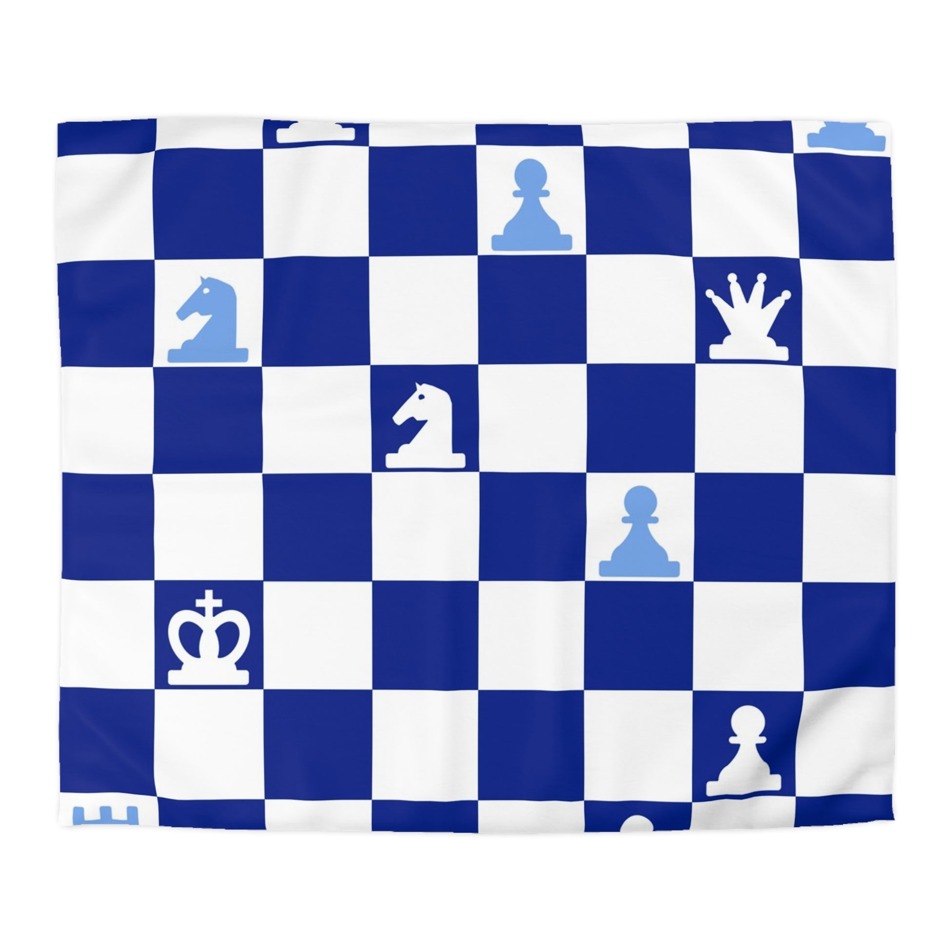 Chessboard Navy Blue Microfiber Duvet Cover, Artsulli - Art is Long, Life is Short, Home Decor, Size, King, Color, White, , , 85469080513848534896