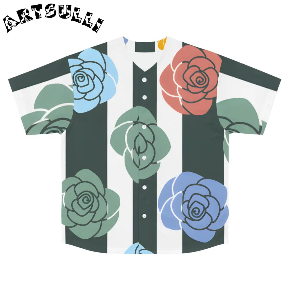 JAKKOUTTHEBXX Stripes x Roses Black and White Men’s Baseball Jersey