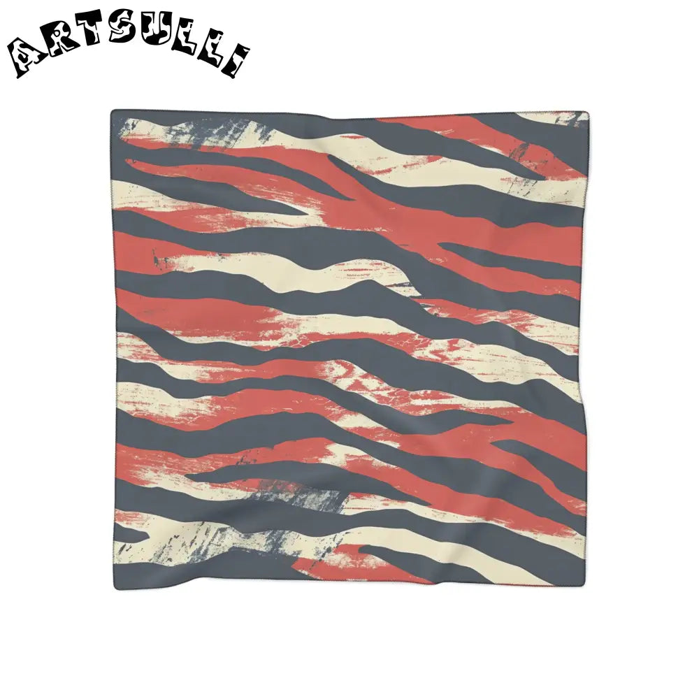 JAKKOUTTHEBXX Bold Red Black and Beige Striped Square Scarf