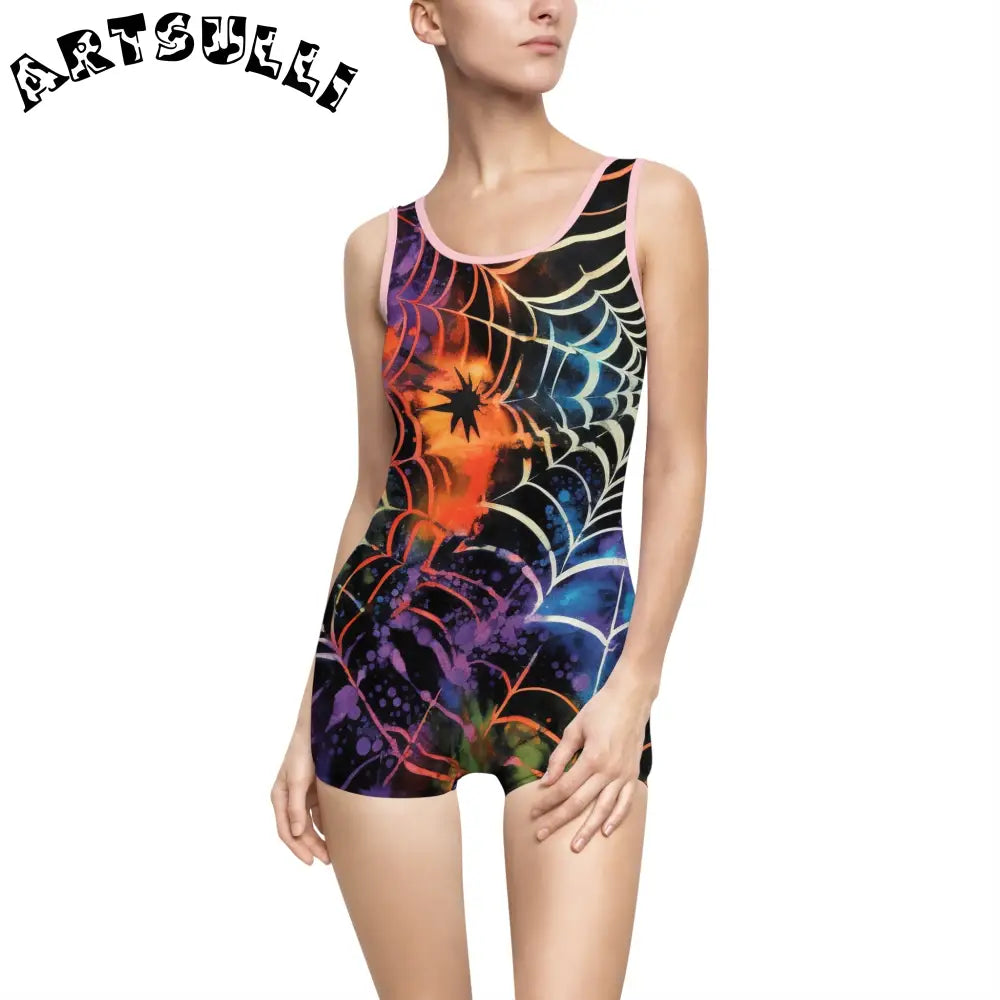 JAKKOUTTHEBXX Colorful Spider Web One-Piece Swimsuit 2025