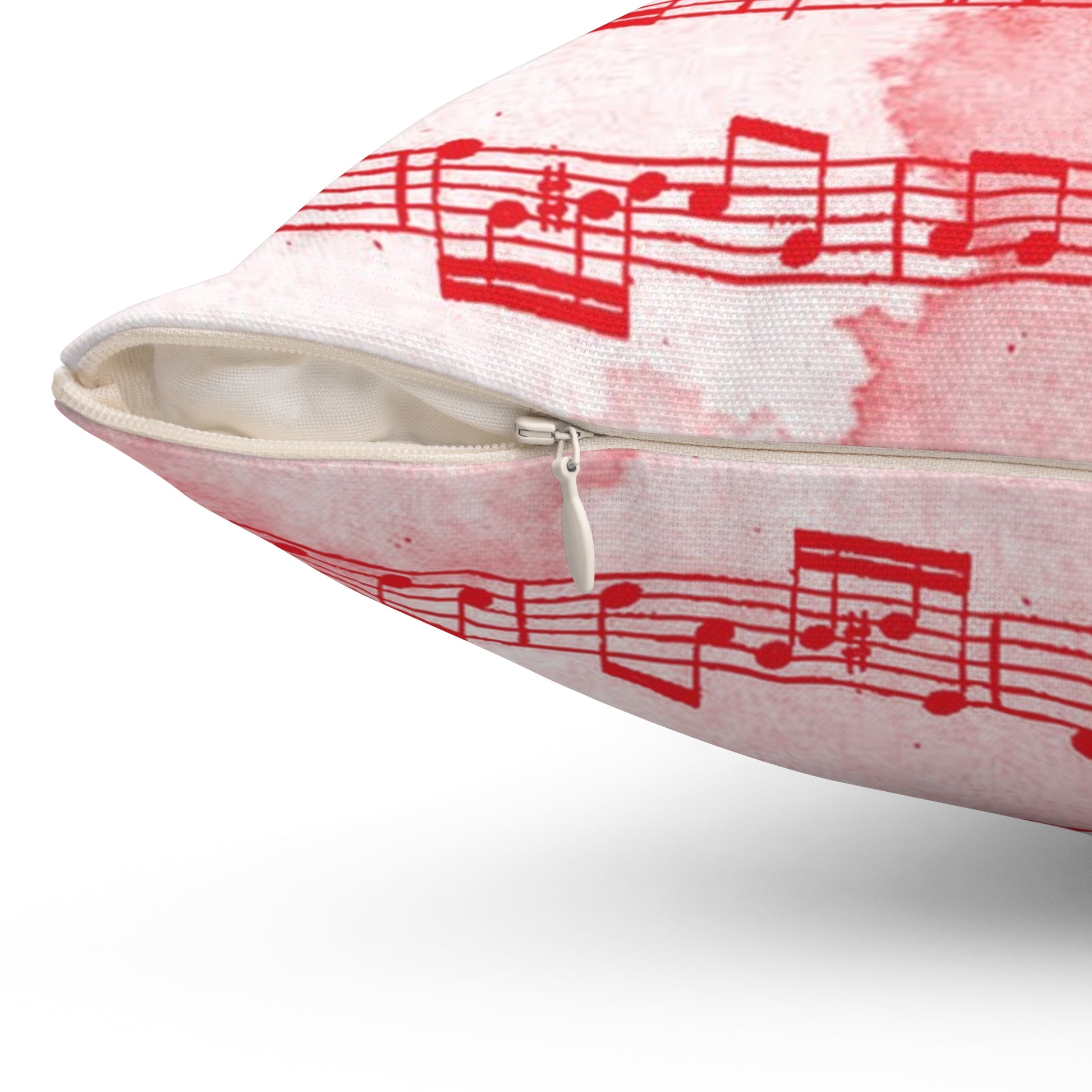 Drip Spill Type Beat Sheet Music II Red Spun Polyester Square Pillow, Artsulli - Art is Long, Life is Short, Home Decor, , , , , , , 