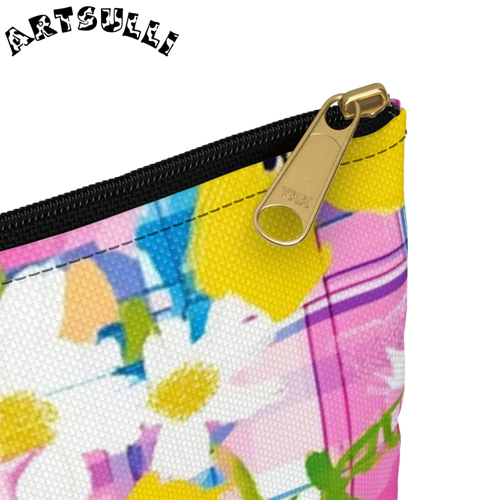 JAKKOUTTHEBXX Plaid Garden Pink and Purple Accessory Pouch