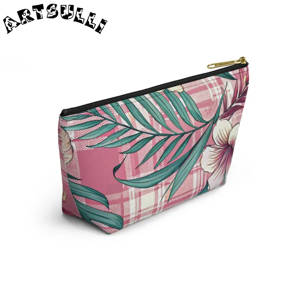 JAKKOUTTHEBXX Plaid x Floral Burgundy and Green Accessory Pouch w