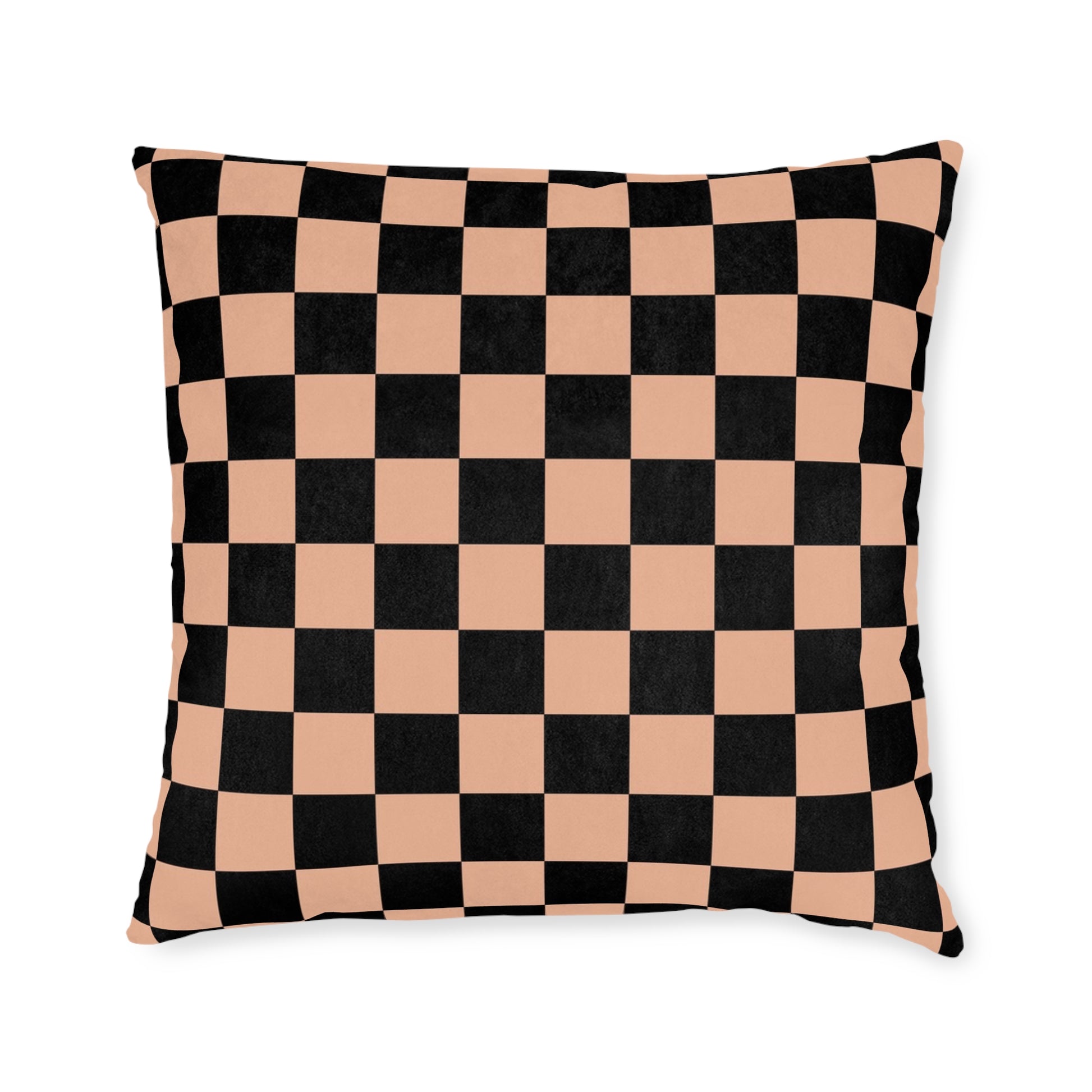 Checkerboard Soft Orange and Black Square Pillow, Artsulli - Art is Long, Life is Short, Home Decor, Size, 22" × 22", , , , , 33995056872427300700