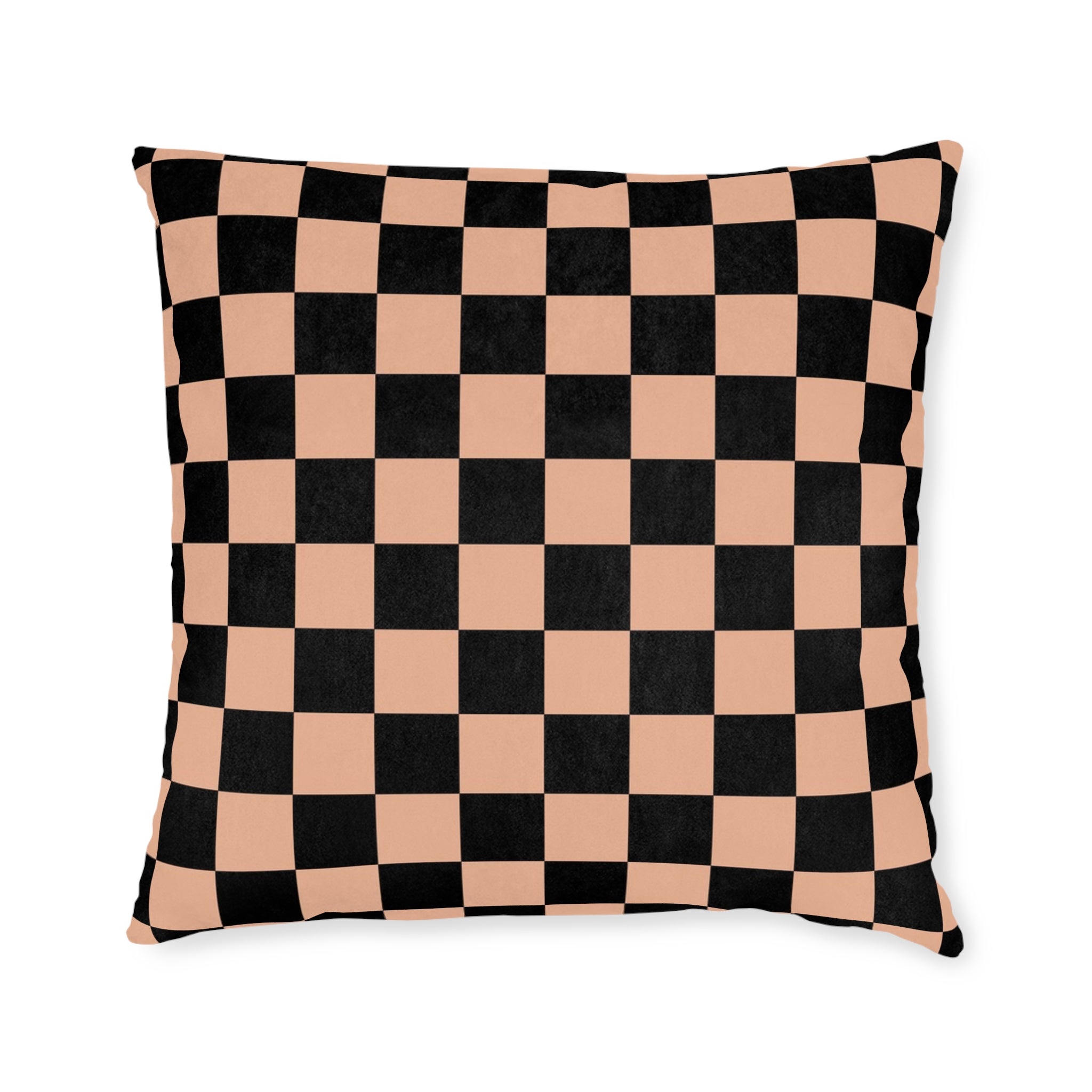 Checkerboard Soft Orange and Black Square Pillow, Artsulli - Art is Long, Life is Short, Home Decor, Size, 22" × 22", , , , , 33995056872427300700