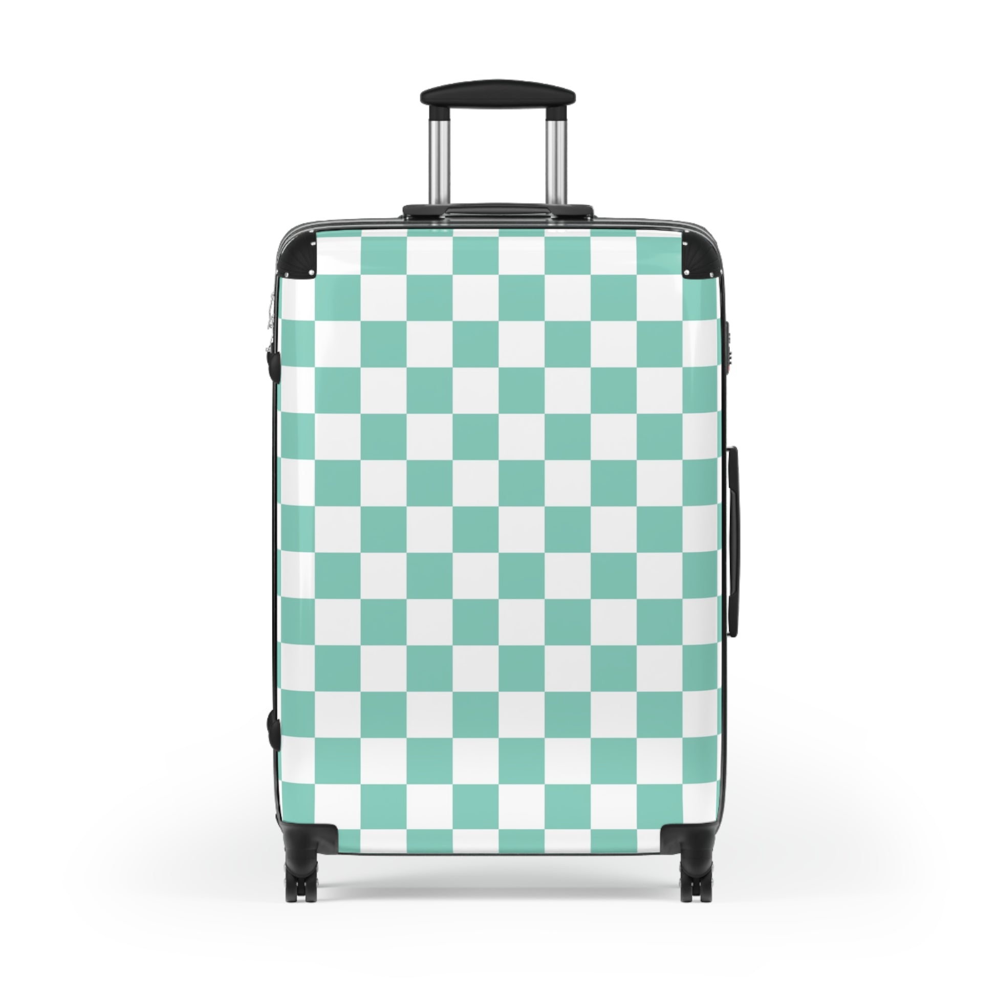 Checkerboard Light Green Suitcase, Artsulli - Art is Long, Life is Short, Bags, , , , , , , 