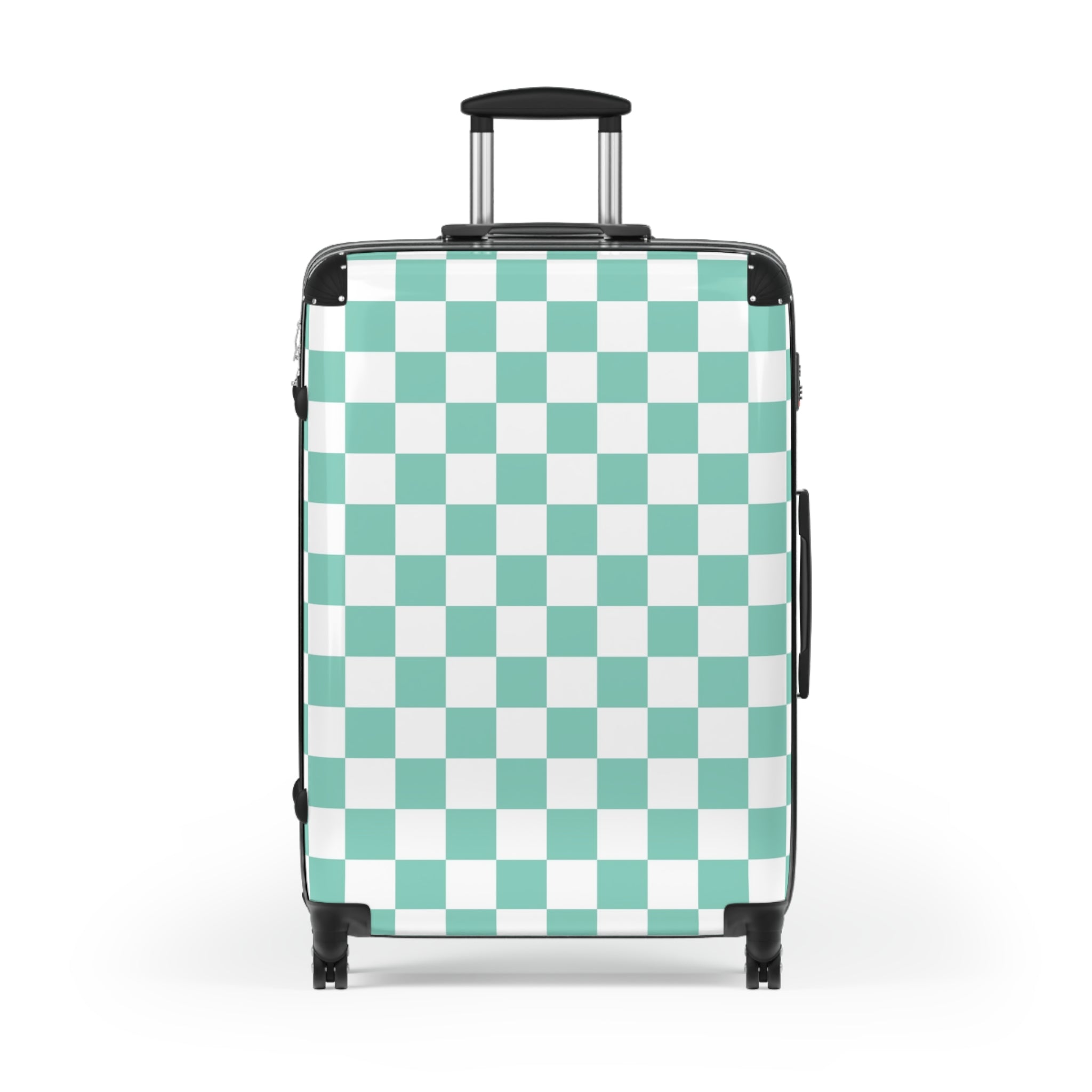 Checkerboard Light Green Suitcase, Artsulli - Art is Long, Life is Short, Bags, , , , , , , 