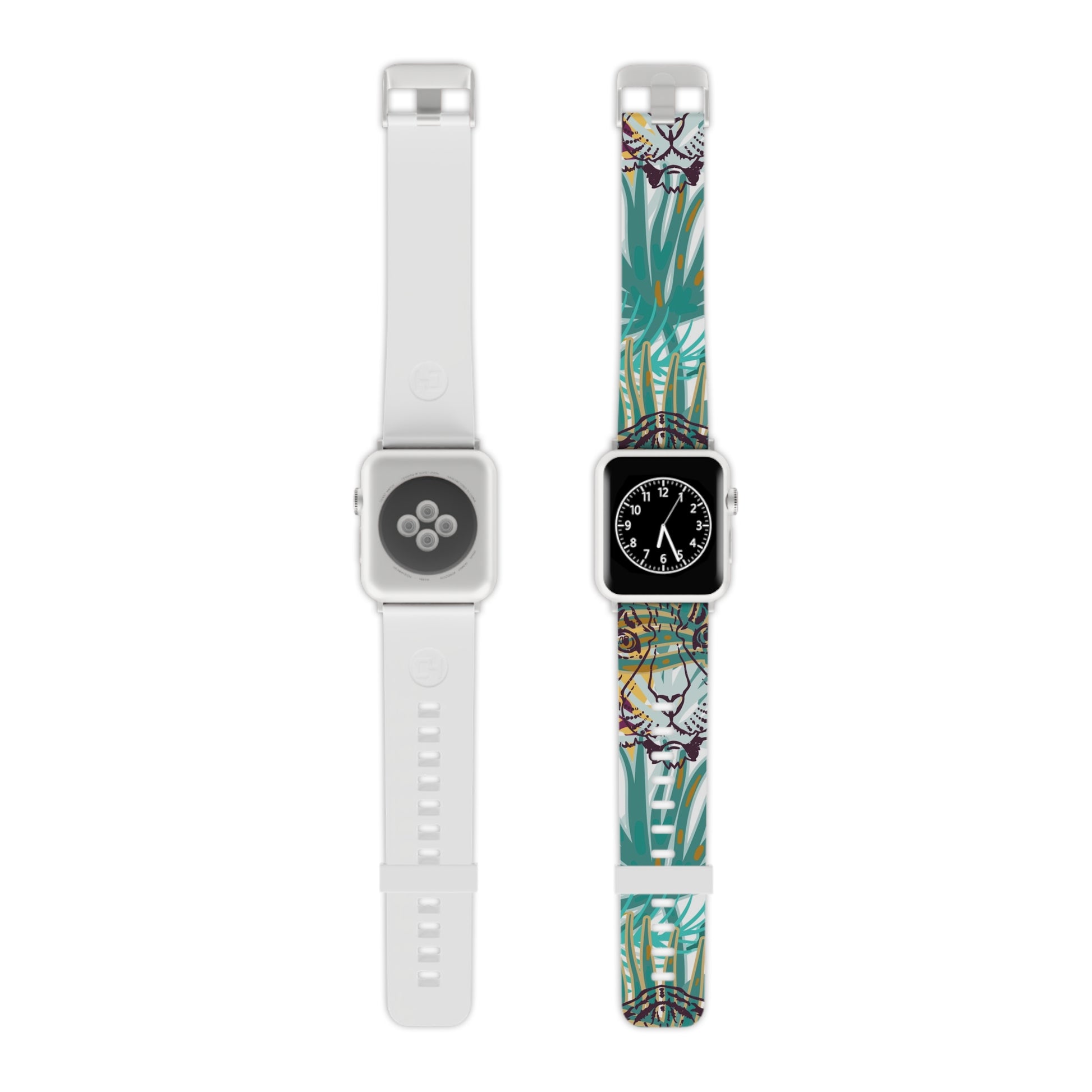 Tropical Jungle Tigers Brown and Green Watch Band for Apple Watch, Artsulli - Art is Long, Life is Short, Accessories, Size, 7.5'' × 0.75'' / 38 - 40 mm, Color, Silver, , , 14530173024211