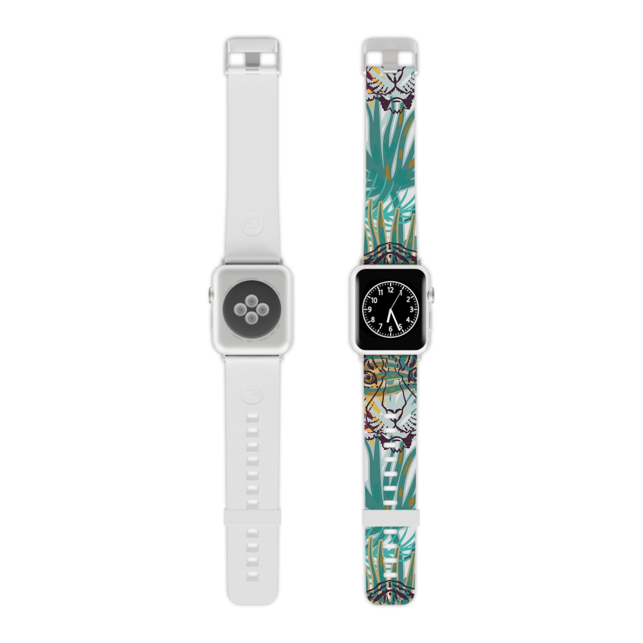 Tropical Jungle Tigers Brown and Green Watch Band for Apple Watch, Artsulli - Art is Long, Life is Short, Accessories, Size, 7.5'' × 0.75'' / 38 - 40 mm, Color, Silver, , , 14530173024211