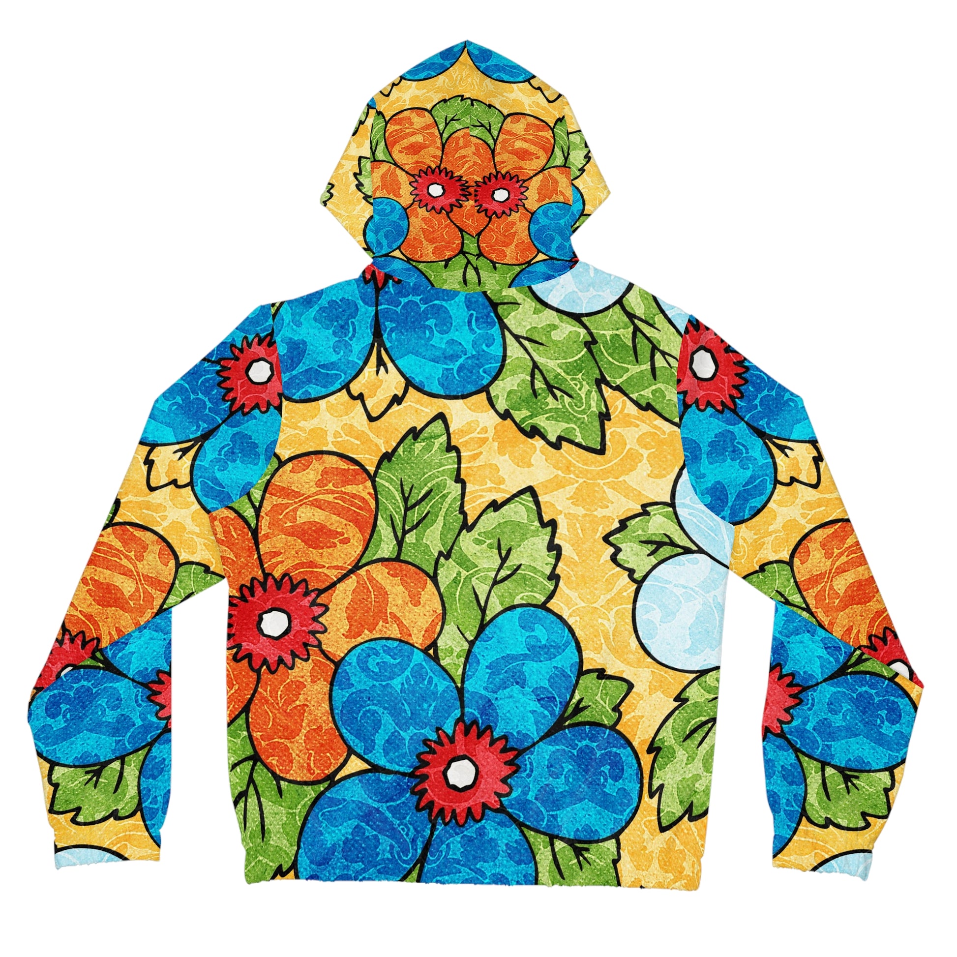 Groovy Yellow Floral Kl Women’s Full-Zip Hoodie (AOP), Artsulli - Art is Long, Life is Short, All Over Prints, , , , , , , 