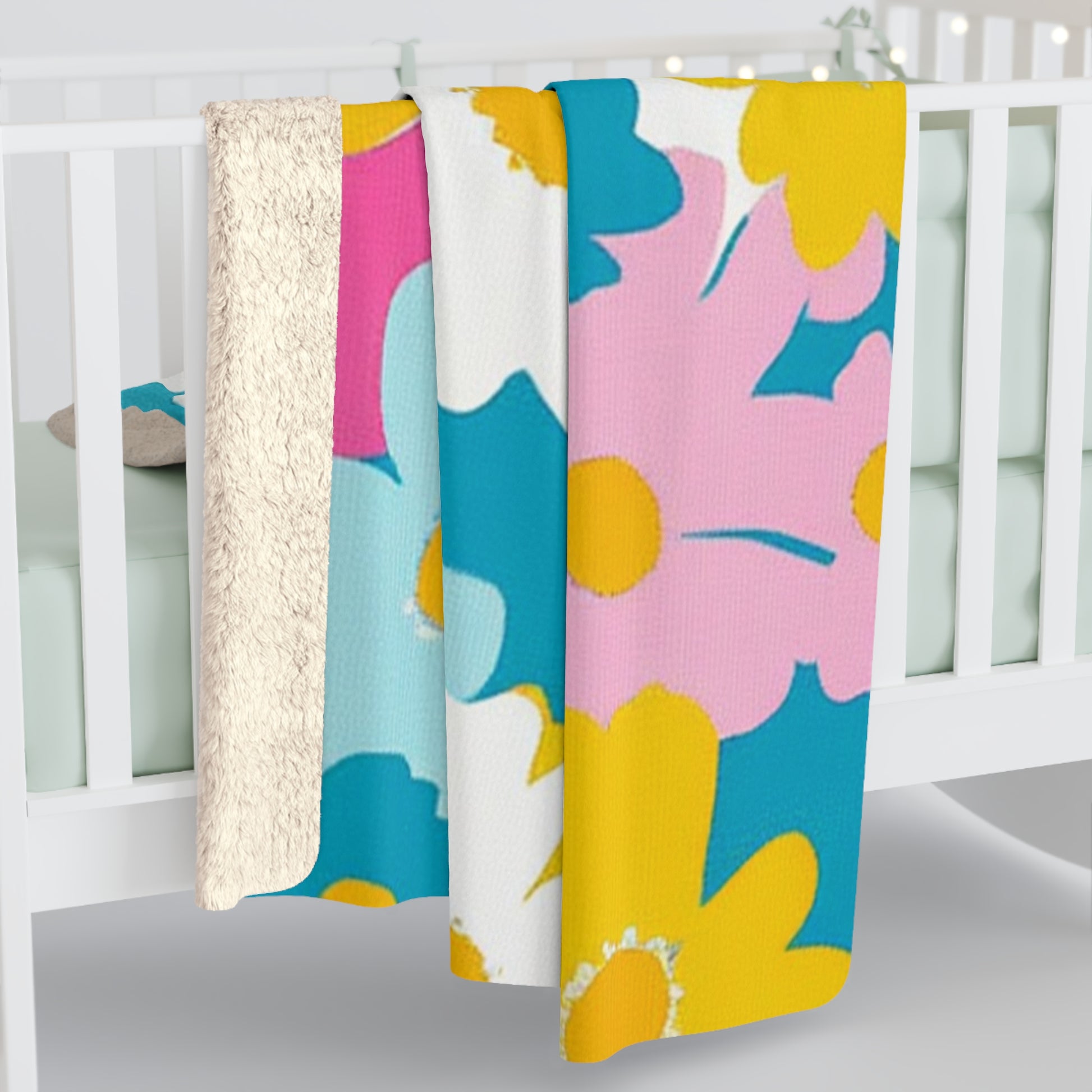 Flowers Multi-Color Sherpa Fleece Blanket, Artsulli - Art is Long, Life is Short, Home Decor, , , , , , , 