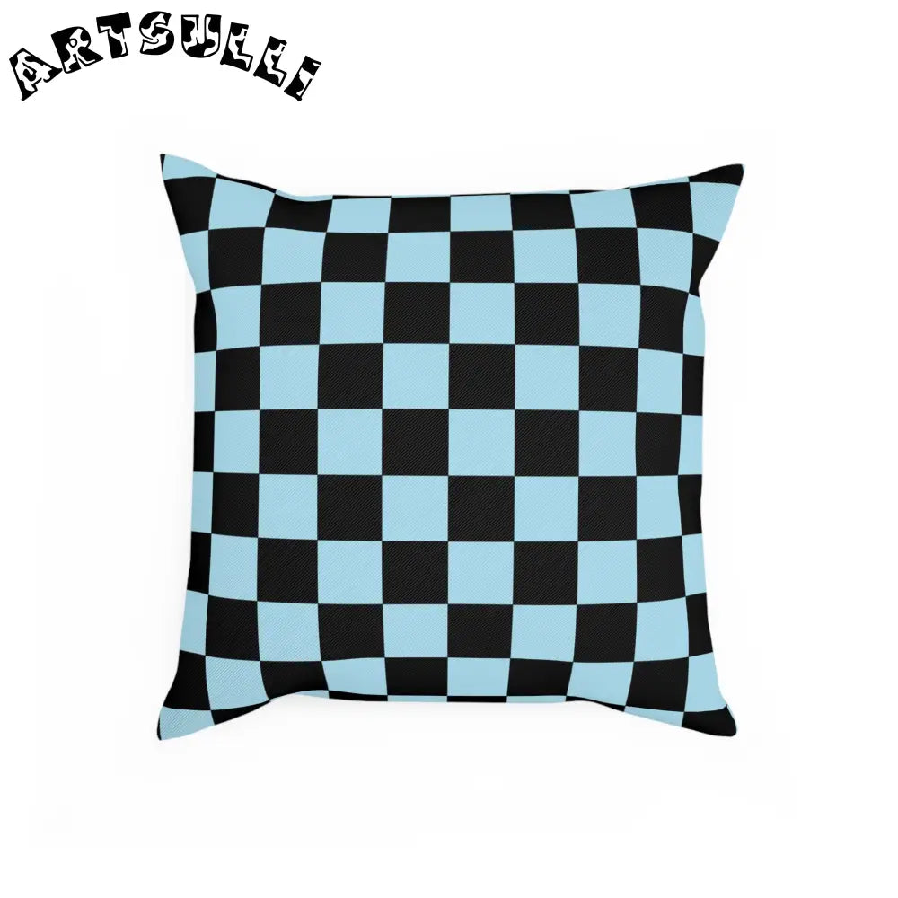 JAKKOUTTHEBXX Checkerboard Black and Blue Cushion JAKKOUTTHEBXX