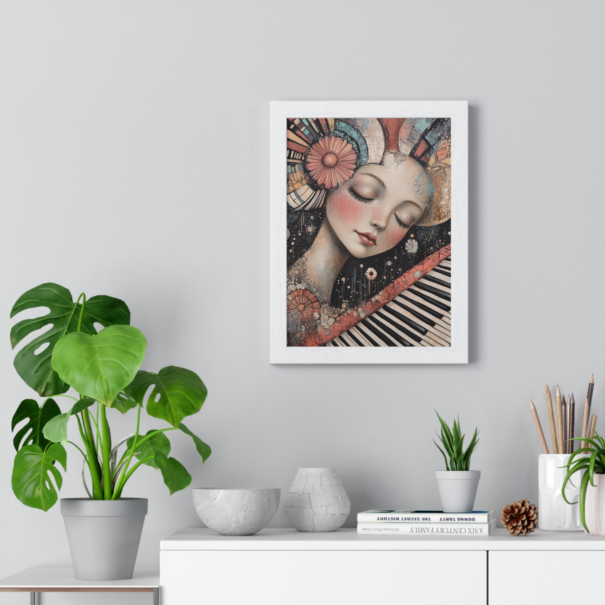 Queen Of Piano Dreams Vertical Framed Poster, Artsulli - Art is Long, Life is Short, Poster, , , , , , , 