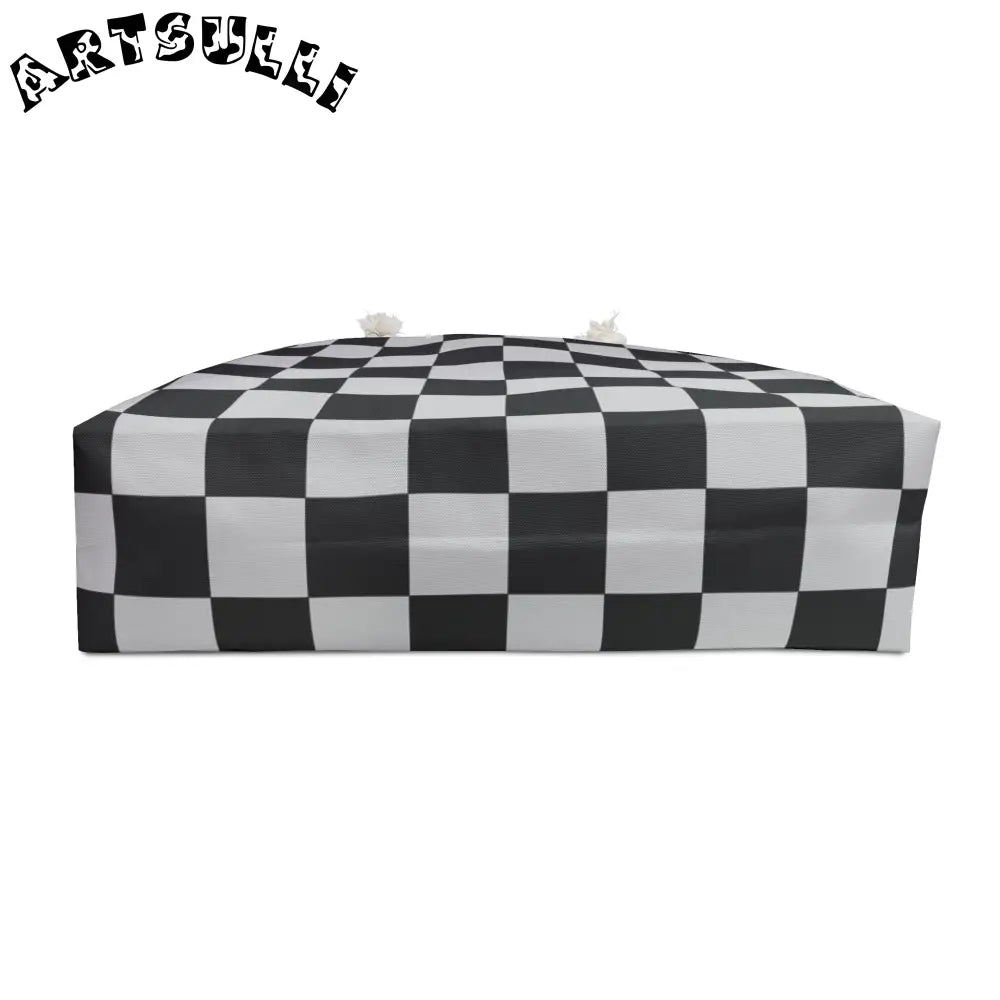 JAKKOUTTHEBXX Checkered Weekender Tote with Rope Handles