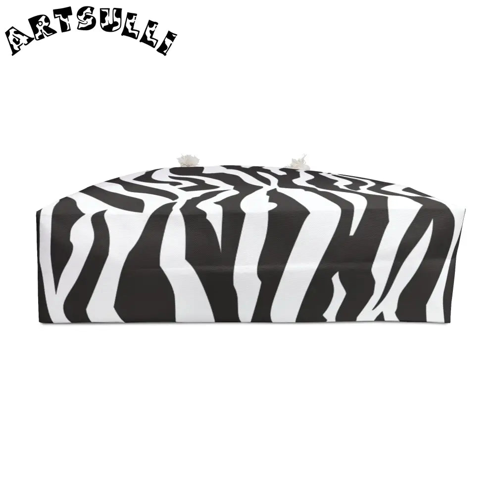 JAKKOUTTHEBXX Art Printed Zebra Weekender Tote Bag with Rope Handles