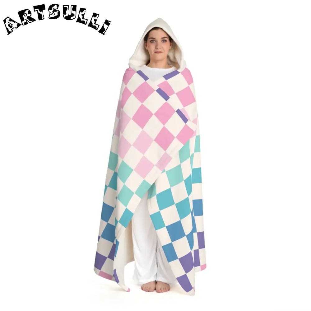 JAKKOUTTHEBXX Vaporwave Rainbow Checkerboard Multi-Color Hooded