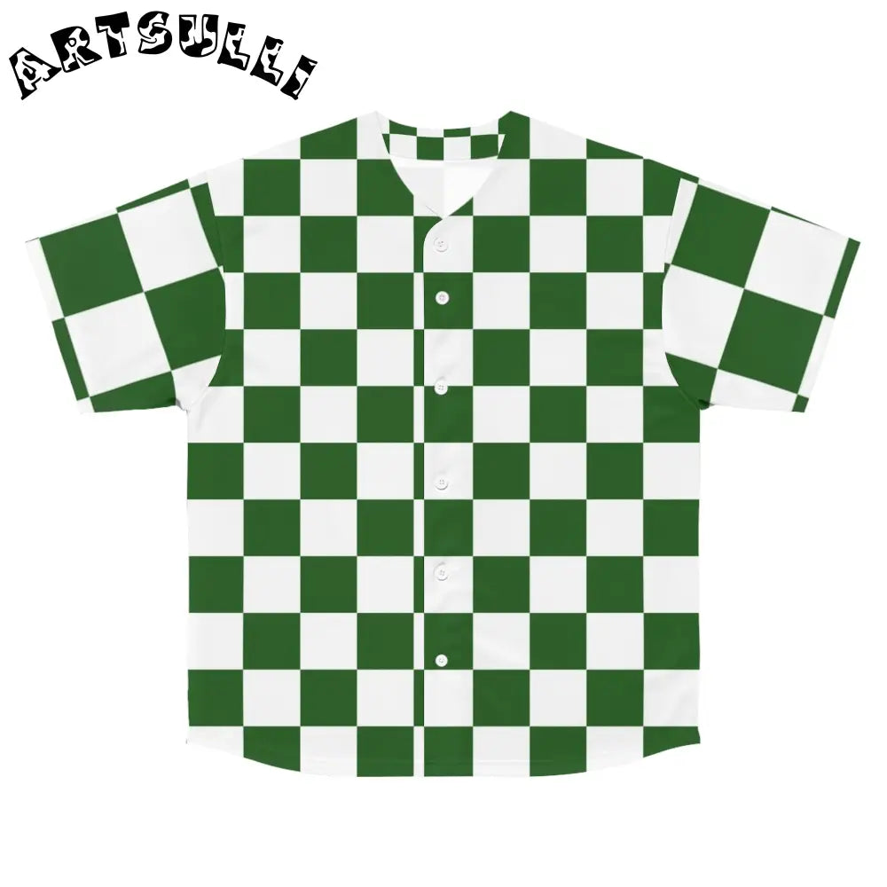 JAKKOUTTHEBXX Checkerboard White and Dark Green Men’s Baseball