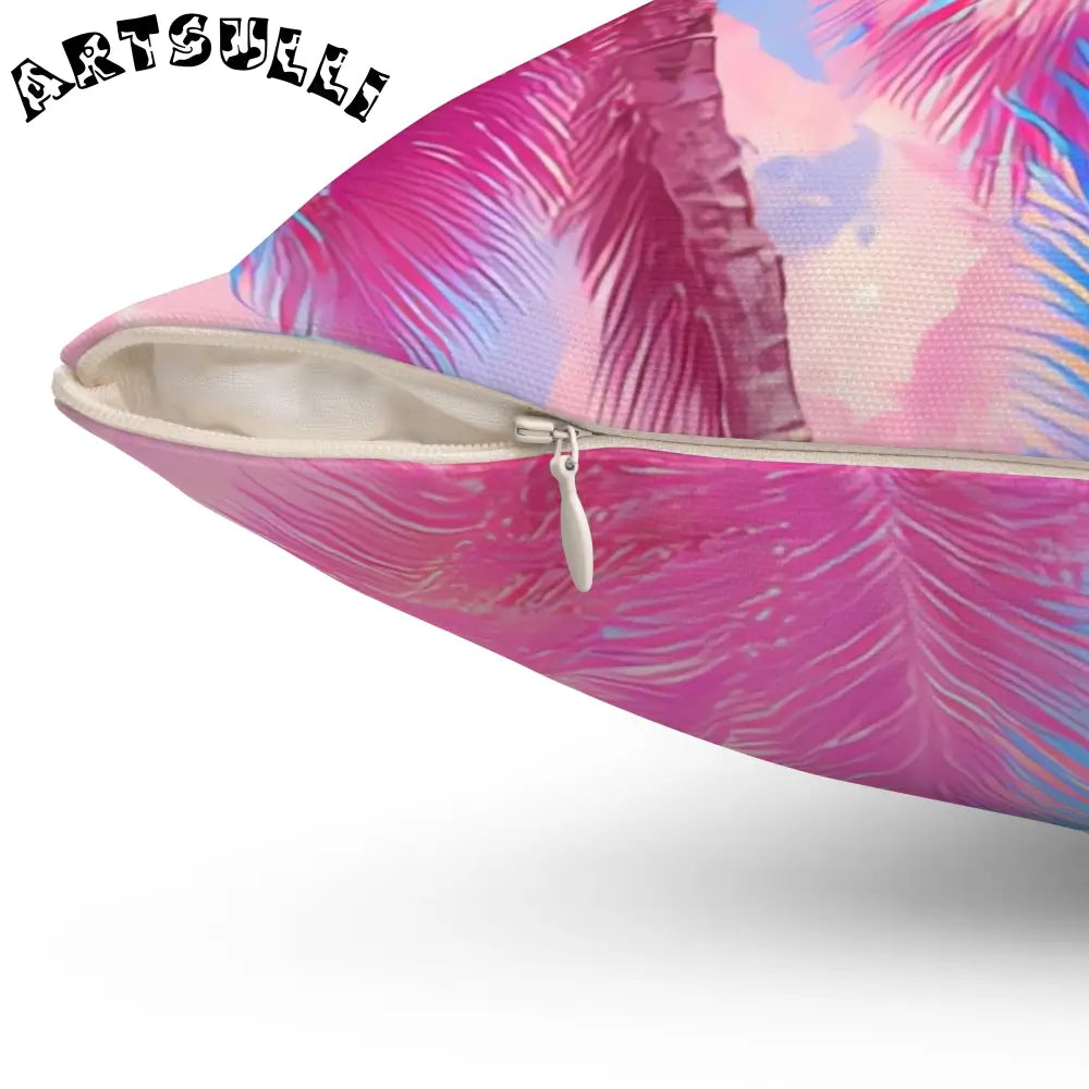 JAKKOUTTHEBXX Ethereal Pastel Palms Spun Polyester Square Pillow