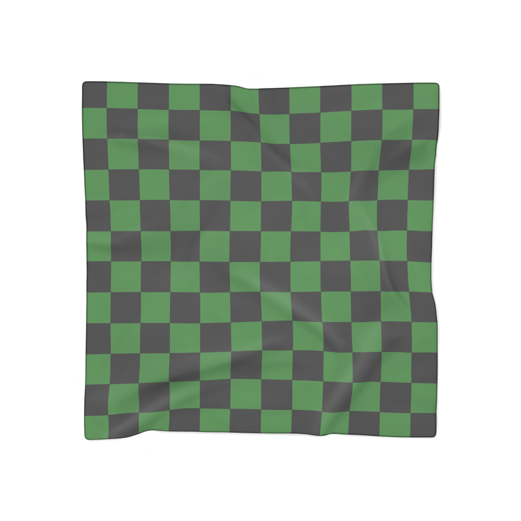 Checkerboard Green and Black Poly Scarf, Artsulli - Art is Long, Life is Short, Accessories, Color, Poly chiffon, Size, 25" × 25", , , 84592766118122150172