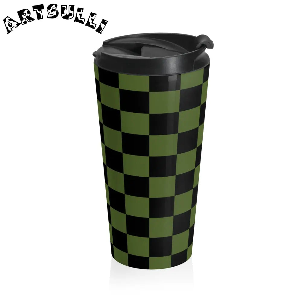 JAKKOUTTHEBXX Checkerboard Olive Green and Black Stainless Steel