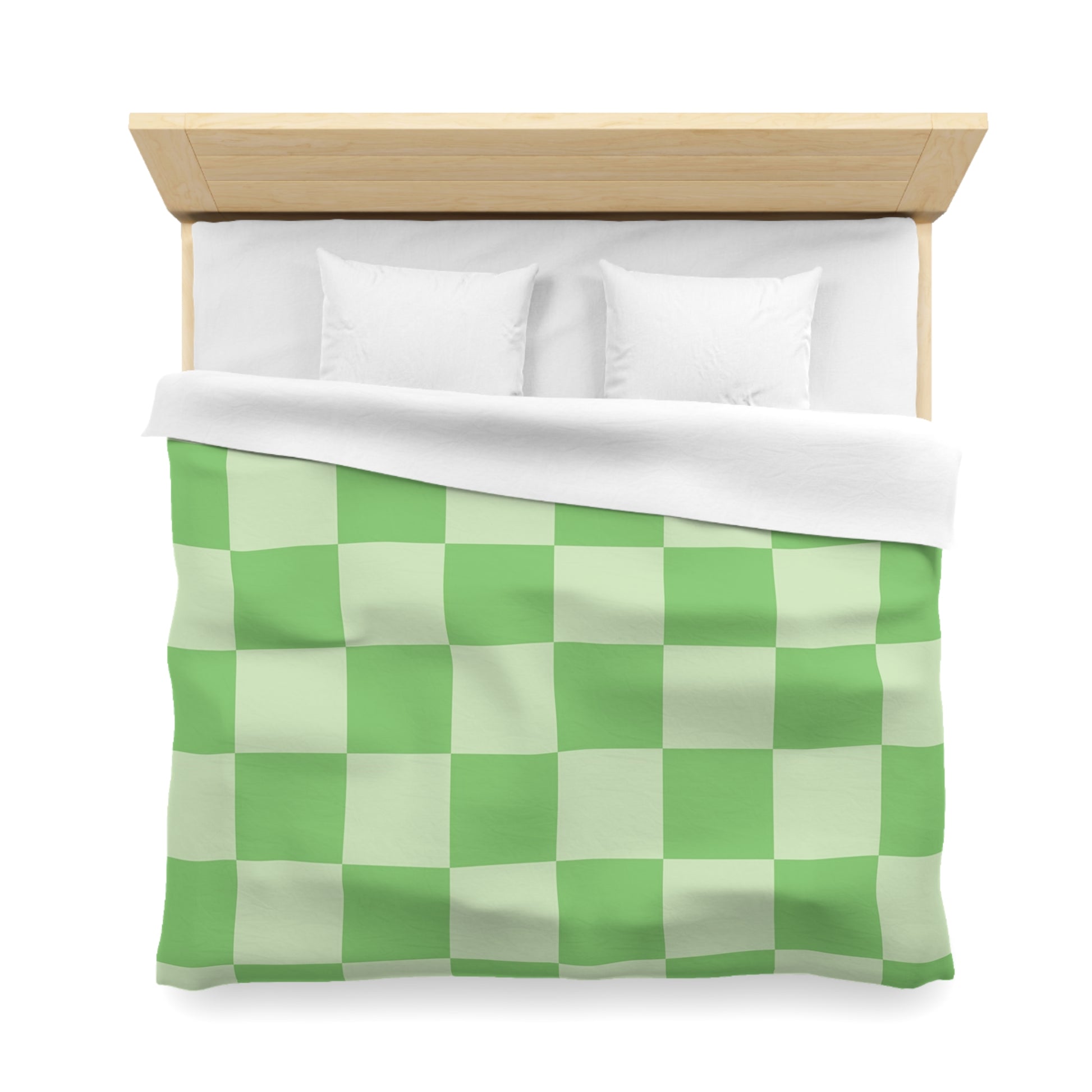 Checkerboard Green Microfiber Duvet Cover, Artsulli - Art is Long, Life is Short, Home Decor, , , , , , , 
