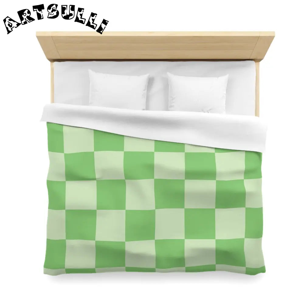 JAKKOUTTHEBXX Checkerboard Green Microfiber Duvet Cover