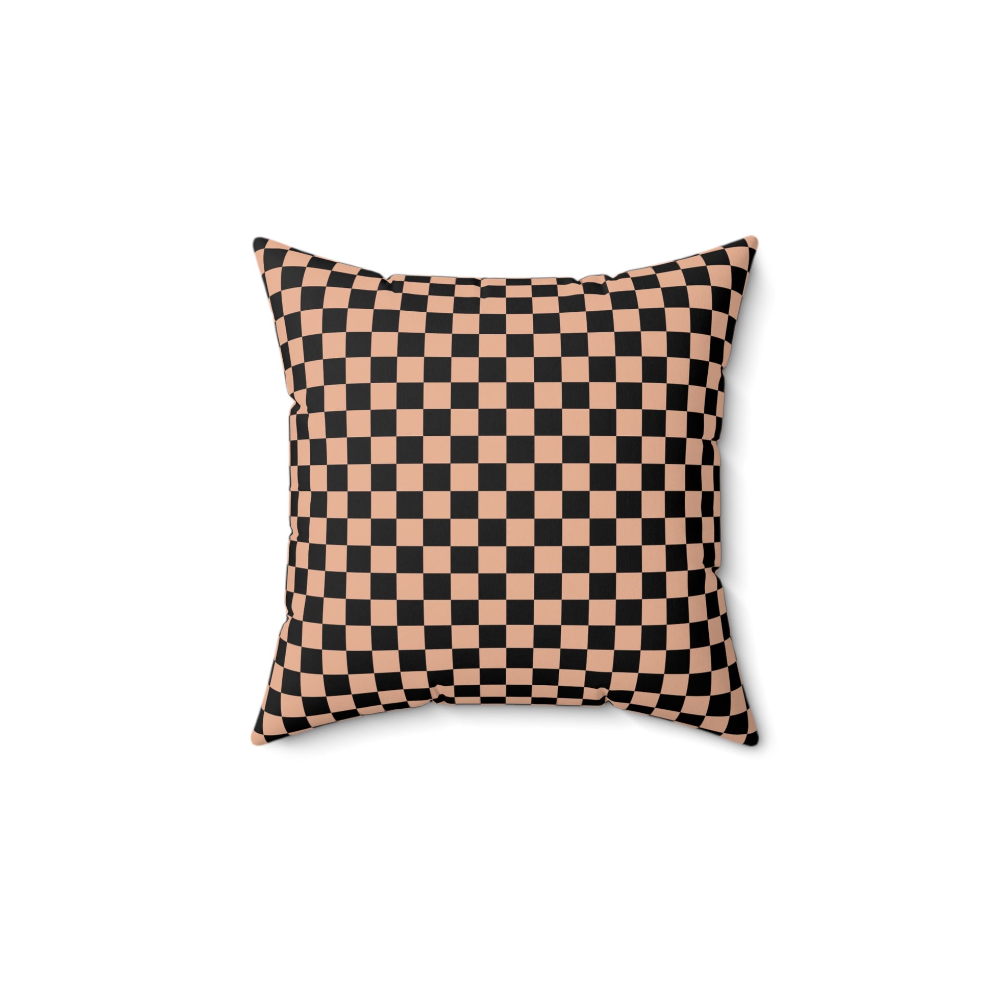 Checkerboard II Soft Orange and Black Spun Polyester Square Pillow, Artsulli - Art is Long, Life is Short, Home Decor, Size, 14" × 14", , , , , 50457931035674072791