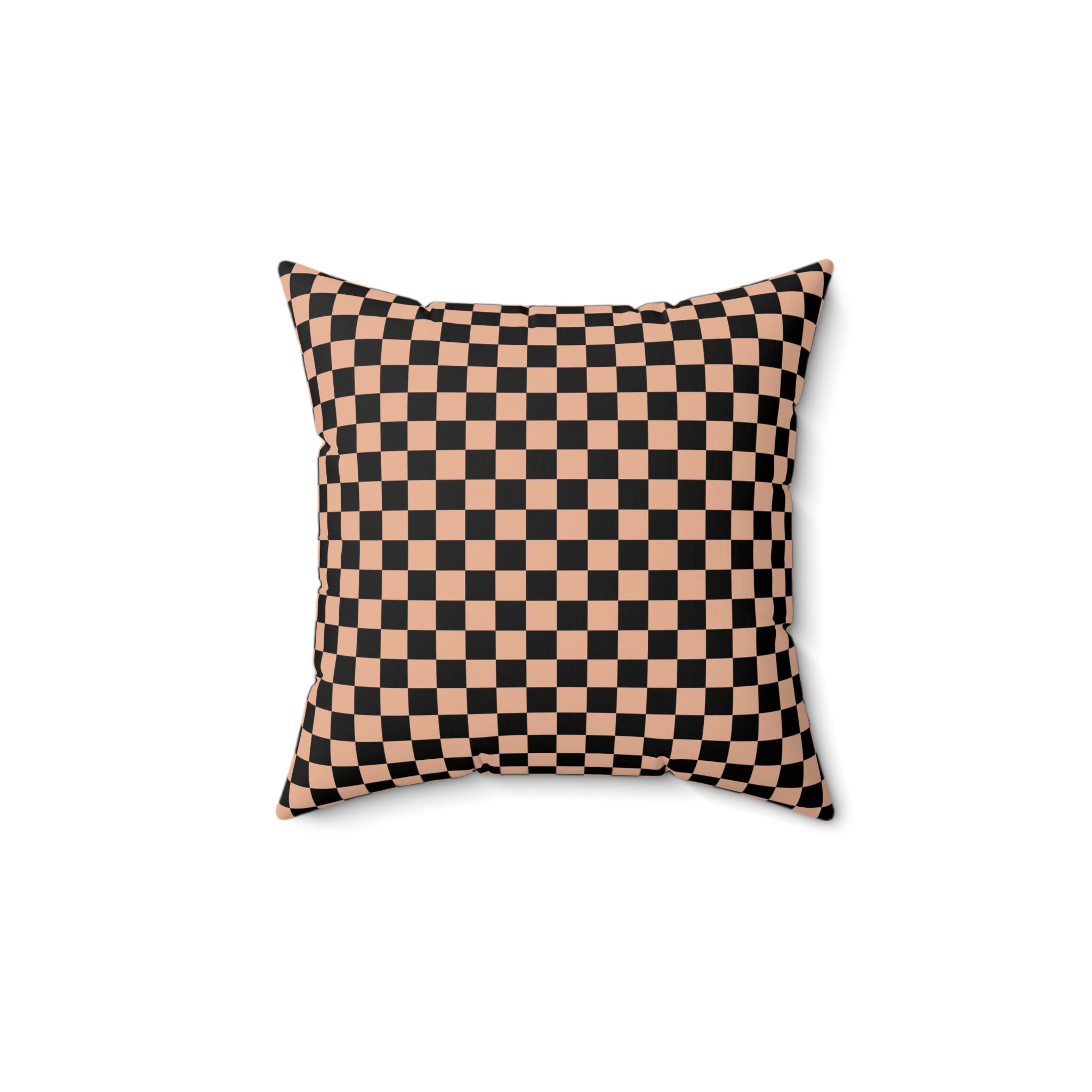 Checkerboard II Soft Orange and Black Spun Polyester Square Pillow, Artsulli - Art is Long, Life is Short, Home Decor, Size, 14" × 14", , , , , 50457931035674072791