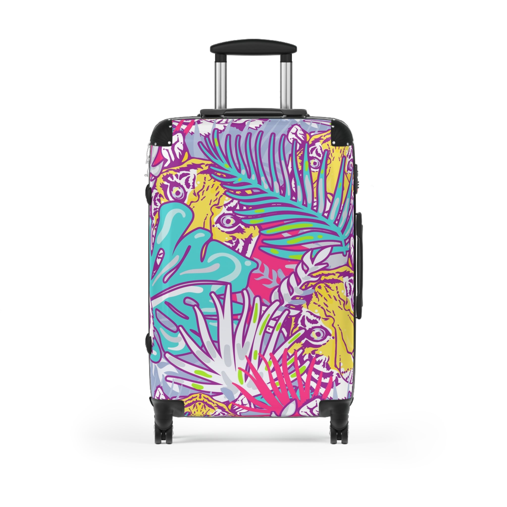 Tropical Floral Tigers Torquise and Purple Suitcase, Artsulli - Art is Long, Life is Short, Bags, Size, Medium, Color, Black, , , 14224309138717