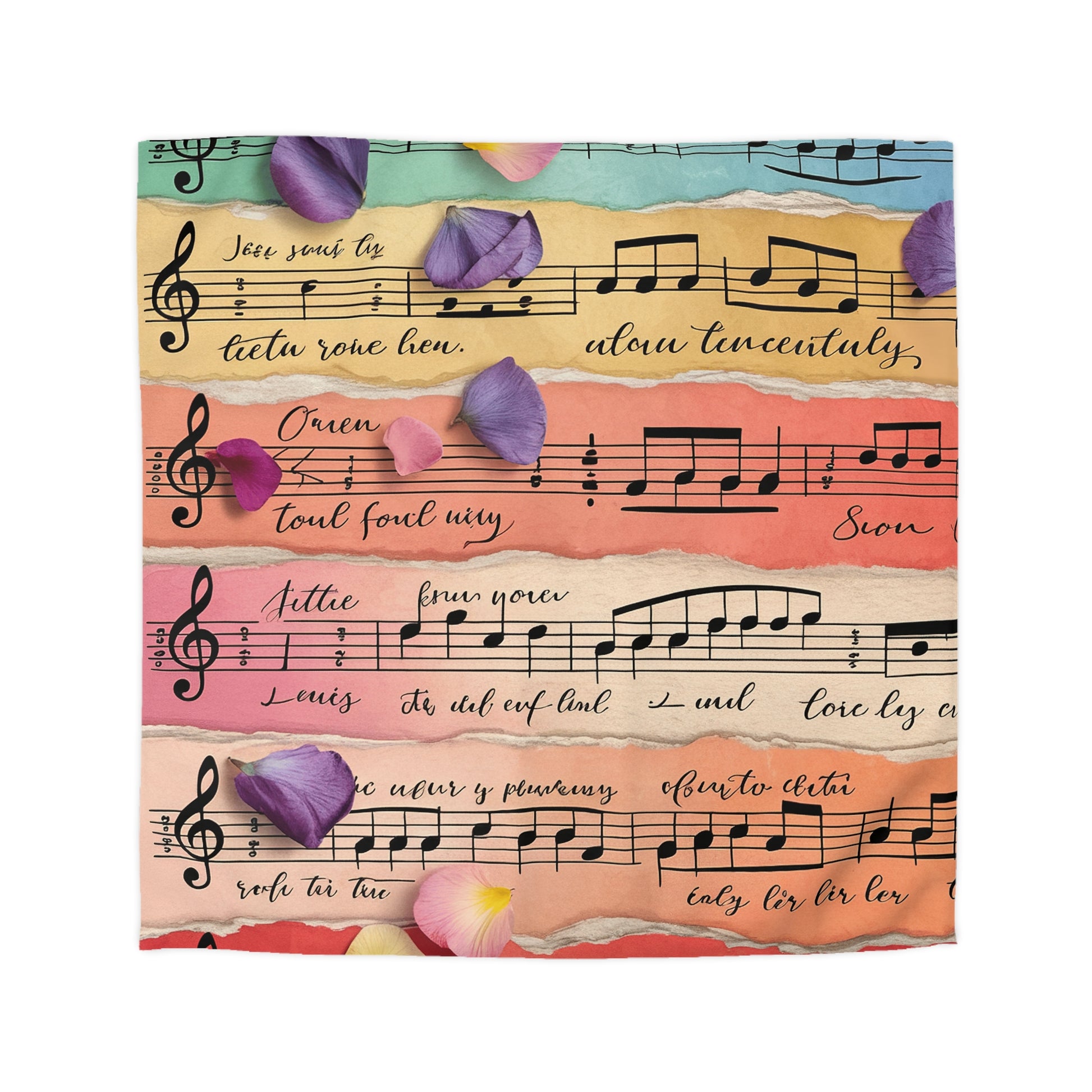 Torn Type Beat Sheet Music Multi-Color Microfiber Duvet Cover, Artsulli - Art is Long, Life is Short, Home Decor, Size, Queen, Color, Cream, , , 17785211123440335474