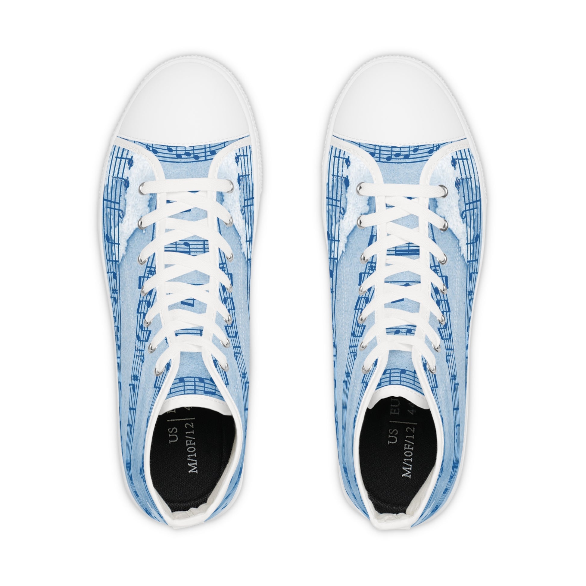 Drip Spill Type Beat Sheet Music Blue Men's High Top Sneakers, Artsulli - Art is Long, Life is Short, Shoes, , , , , , , 