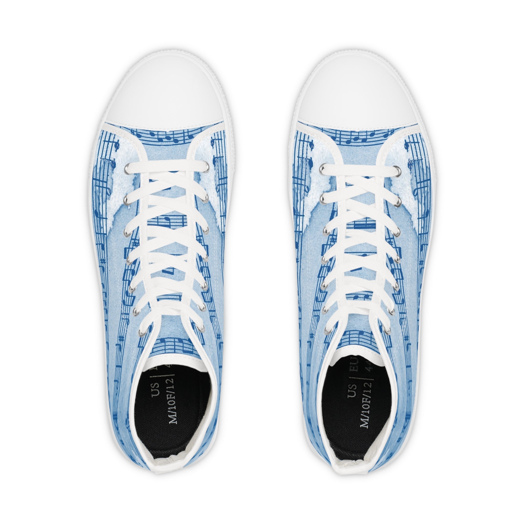Drip Spill Type Beat Sheet Music Blue Men's High Top Sneakers, Artsulli - Art is Long, Life is Short, Shoes, , , , , , , 