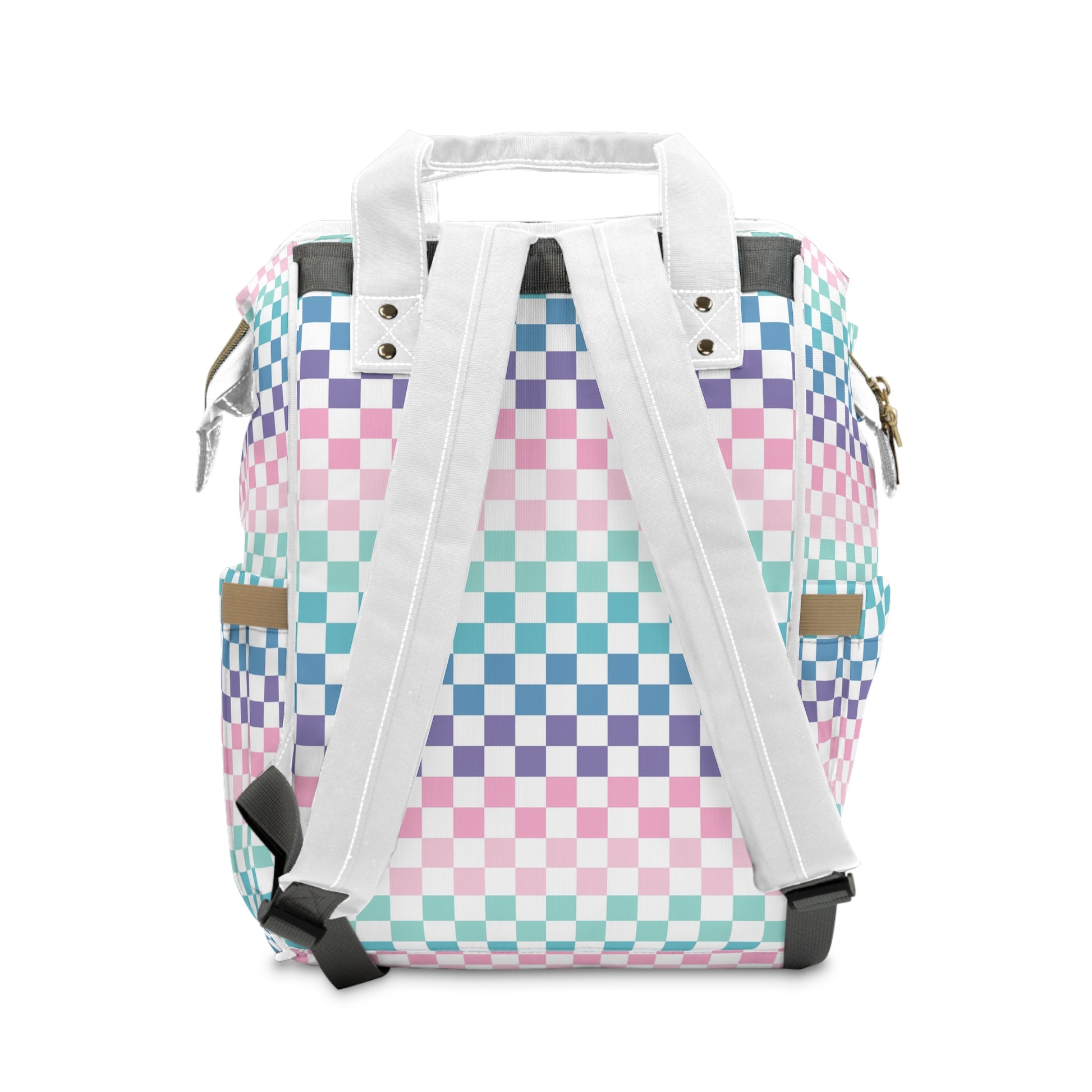 Vaporwave Rainbow  Checkerboard Multi-Color Multifunctional Diaper Backpack, Artsulli - Art is Long, Life is Short, Bags, , , , , , , 