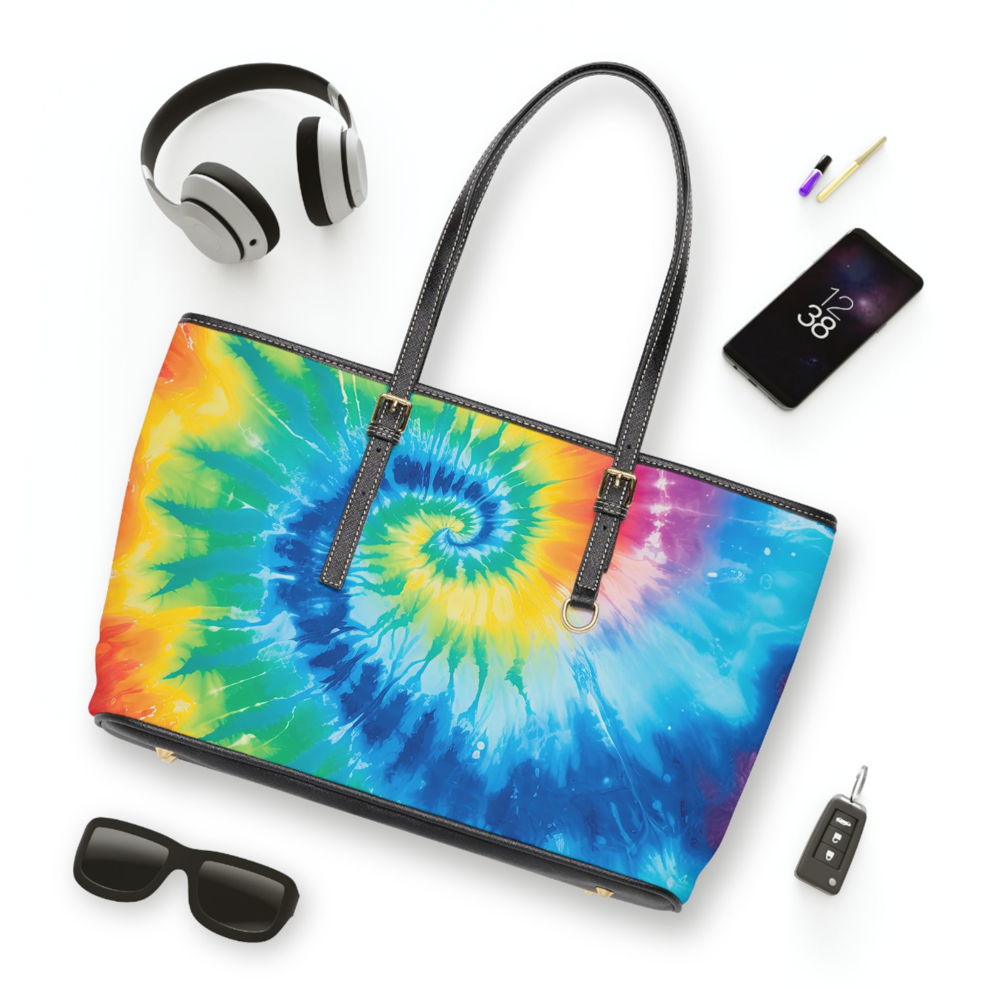 Tie Dye PU Leather Shoulder Bag, Artsulli - Art is Long, Life is Short, Bags, , , , , , , 