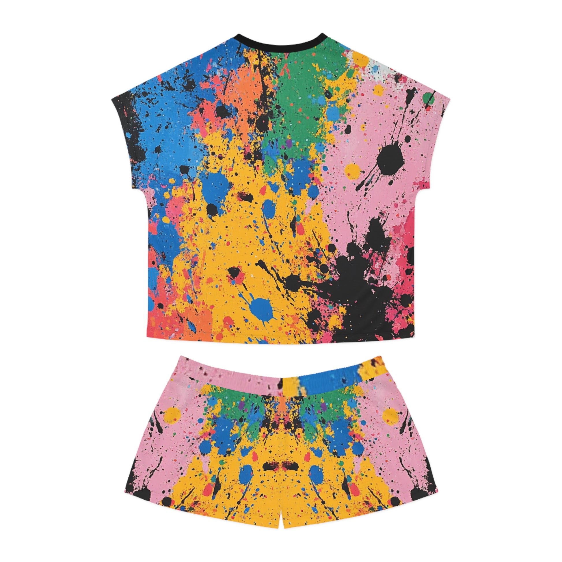 The Colors Of Paint Splatter Women's Short Pajama Set (AOP), Artsulli - Art is Long, Life is Short, All Over Prints, , , , , , , 