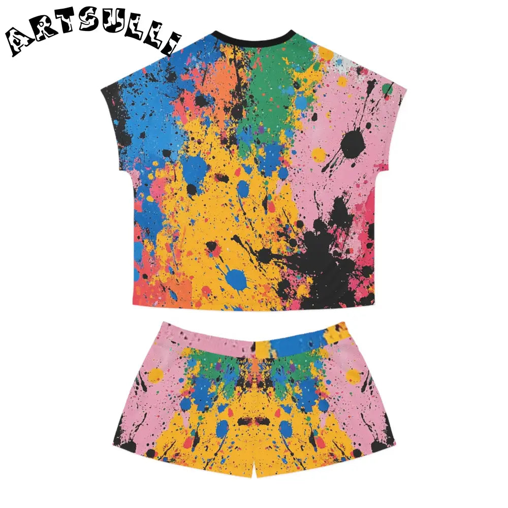 JAKKOUTTHEBXX The Colors Of Paint Splatter Women’s Short Pajama Set