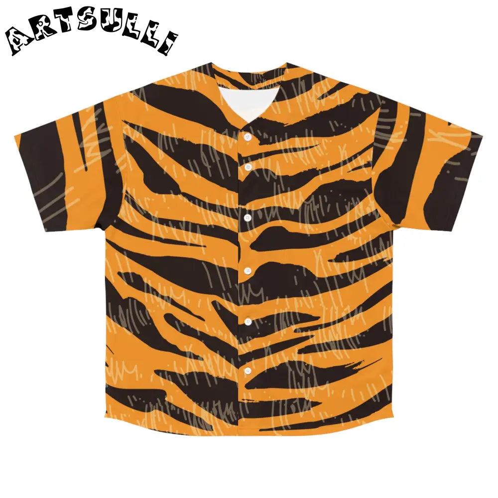 JAKKOUTTHEBXX Tiger Scratches Orange & Black Men’s Baseball Jersey