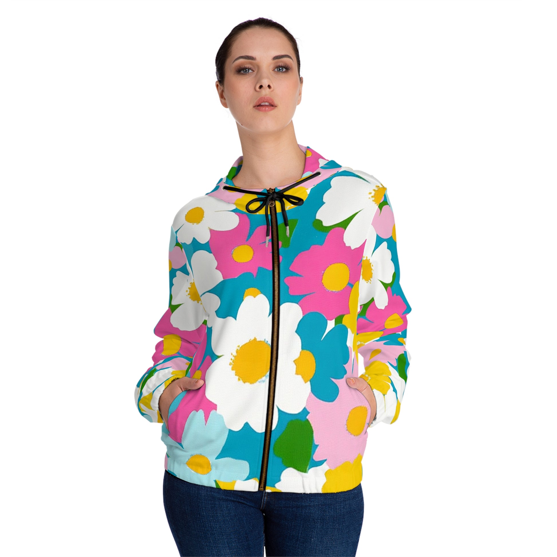 Flowers Women’s Full-Zip Hoodie (AOP), Artsulli - Art is Long, Life is Short, All Over Prints, , , , , , , 