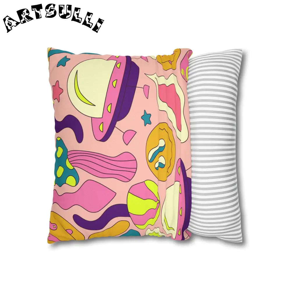 JAKKOUTTHEBXX Trippy Spaceships Pink Spun Polyester Square