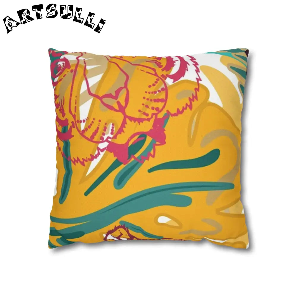 JAKKOUTTHEBXX Tropical Jungle Tigers Brown and Green Spun Polyester