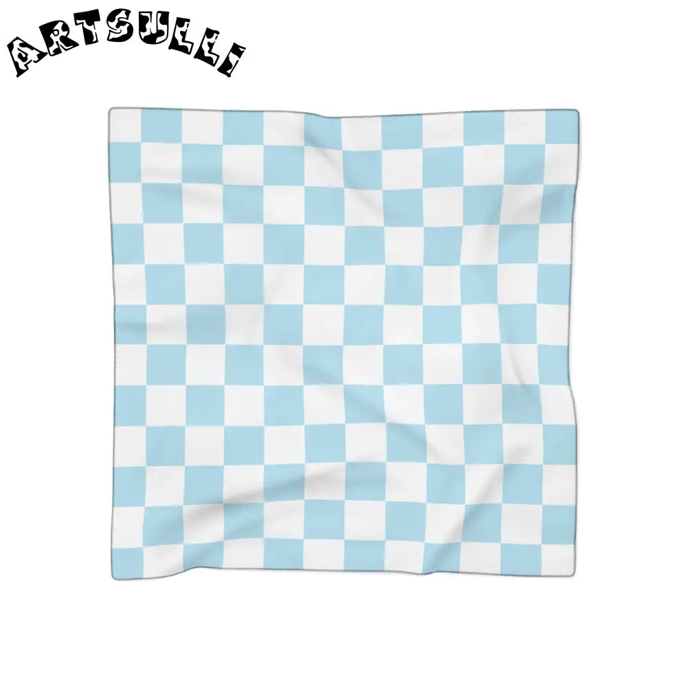 JAKKOUTTHEBXX Checkerboard Sky Blue Poly Scarf JAKKOUTTHEBXX