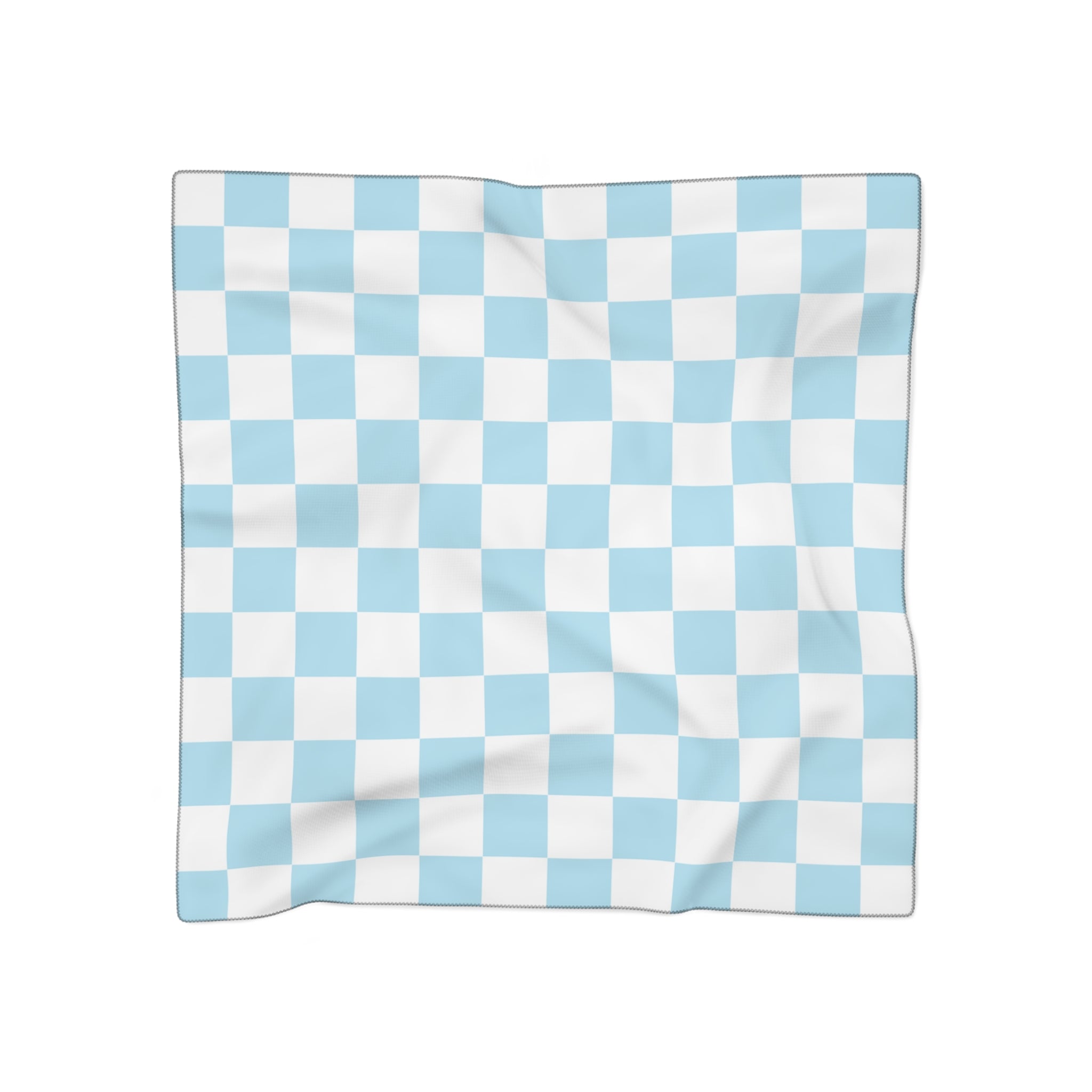 Checkerboard Sky Blue Poly Scarf, Artsulli - Art is Long, Life is Short, Accessories, Color, Poly chiffon, Size, 25" × 25", , , 24529937470344012099