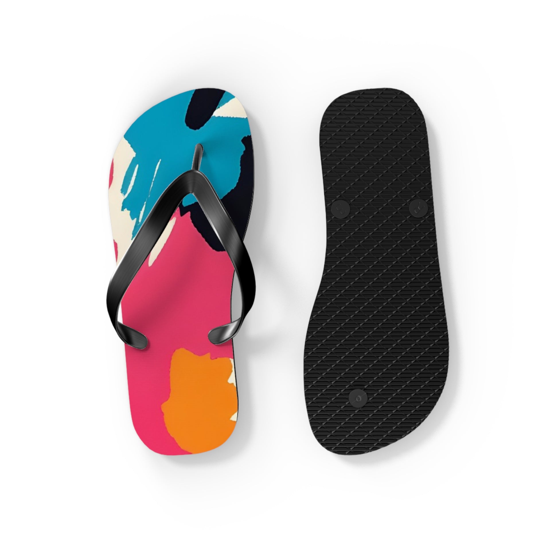Wild Brush Strokes x Animal Print Multi-Color Flip Flops, Artsulli - Art is Long, Life is Short, Shoes, , , , , , , 