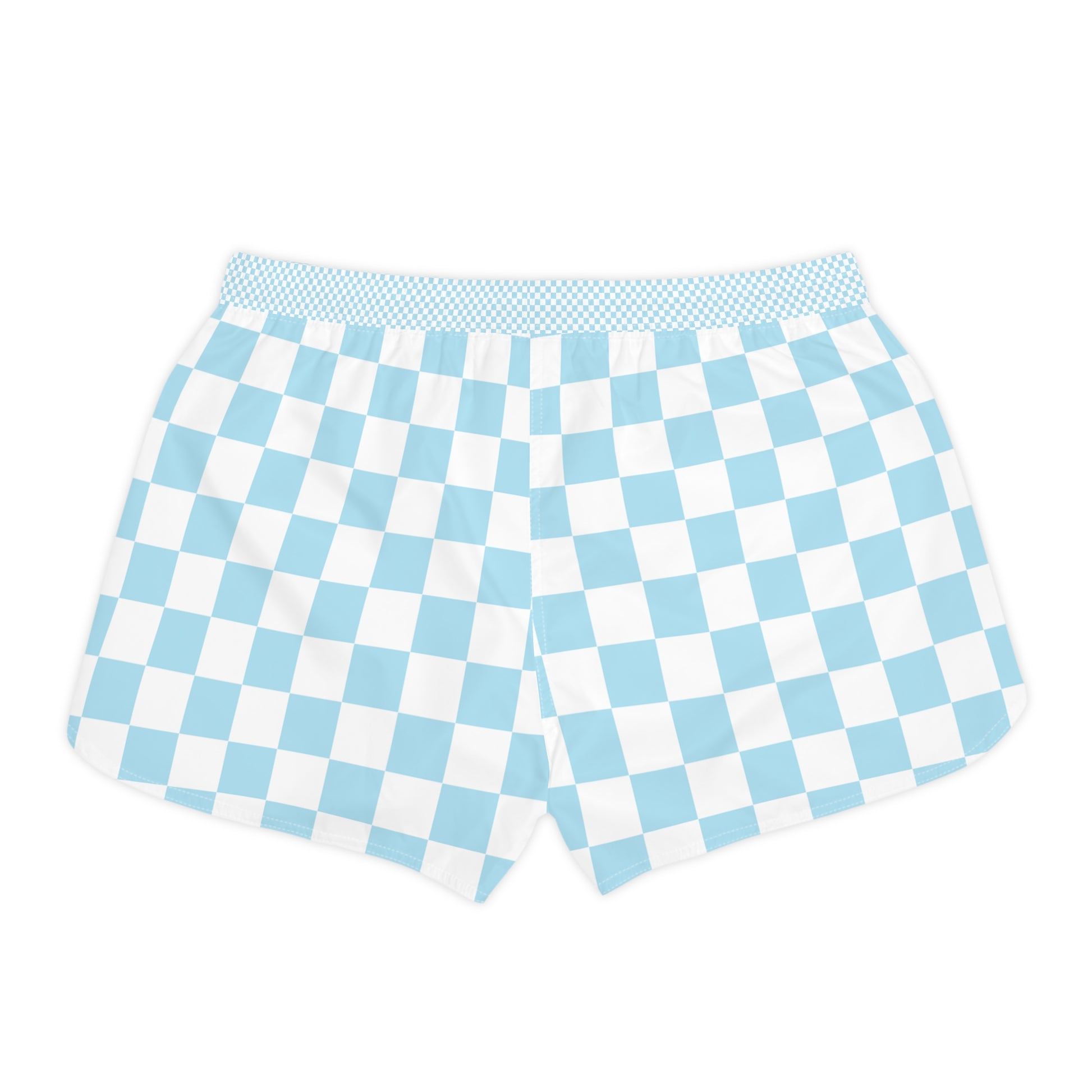Checkerboard Sky Blue Women's Casual Shorts (AOP), Artsulli - Art is Long, Life is Short, All Over Prints, , , , , , , 