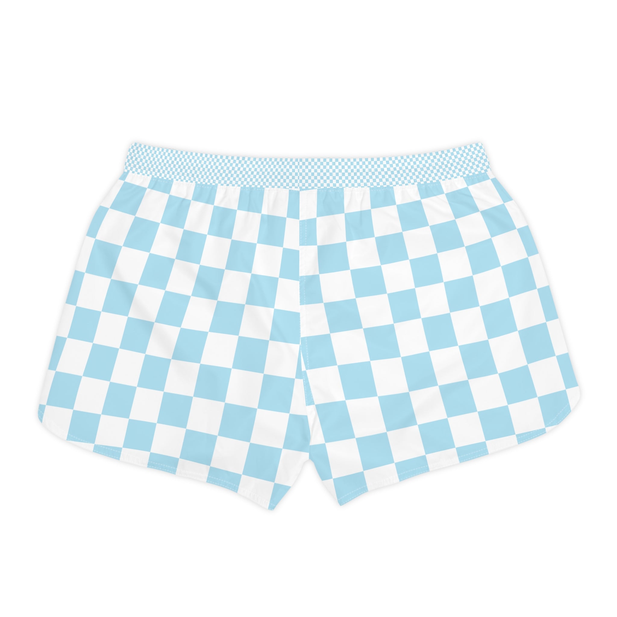 Checkerboard Sky Blue Women's Casual Shorts (AOP), Artsulli - Art is Long, Life is Short, All Over Prints, , , , , , , 
